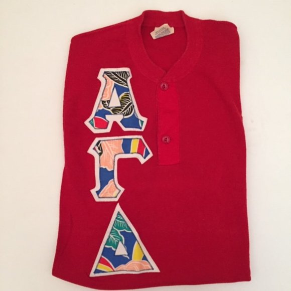 Vintage Alpha Gamma Delta Letter Henley Top - Picture 5 of 6